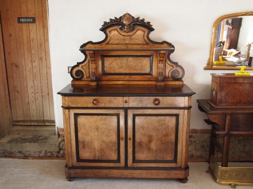 Sideboard Chiffonier Credenza Burr and Figured Walnut Beidermeier C1840