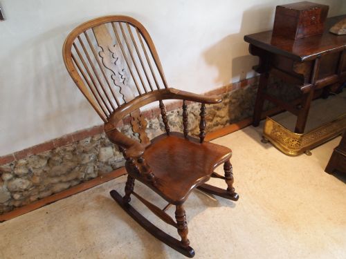 fig 2. Chair Victorian Windsor rocking chair c1860 Beech elm and Pear wood
