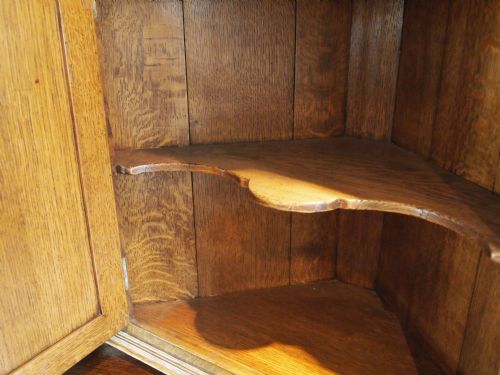 fig 1. Cupboards cabinets Pair of Edwardian Oak corner cabinets painted oil panels