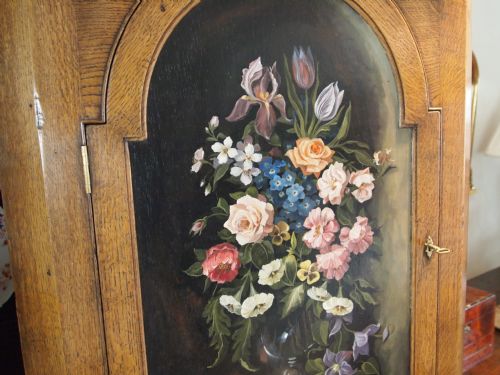 fig 2. Cupboards cabinets Pair of Edwardian Oak corner cabinets painted oil panels