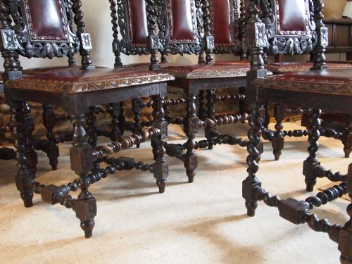 fig 2. Chairs set of eight Victorian carved oak dining chairs c1880