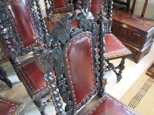 fig 3. Chairs set of eight Victorian carved oak dining chairs c1880