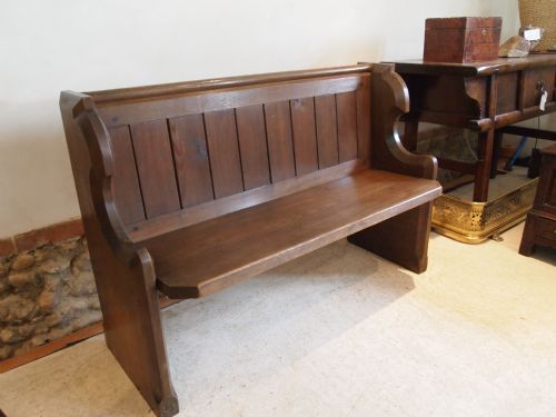 fig 4. Pew settle bench Victorian Pitch Pine Pew c1870 small original size