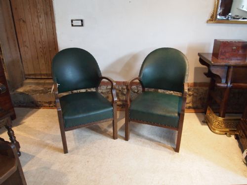 Chairs a Pair of Art Deco Oak Tub Chairs C1920