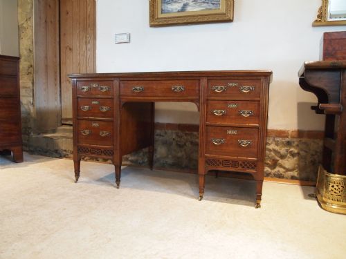 fig 1. Desk Arts and crafts Shapland and Petter Victorian Mahogany c1890