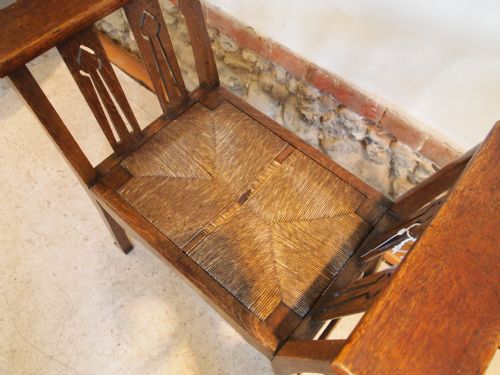 fig 2. Stool seat chair Arts and crafts Oak c1900
