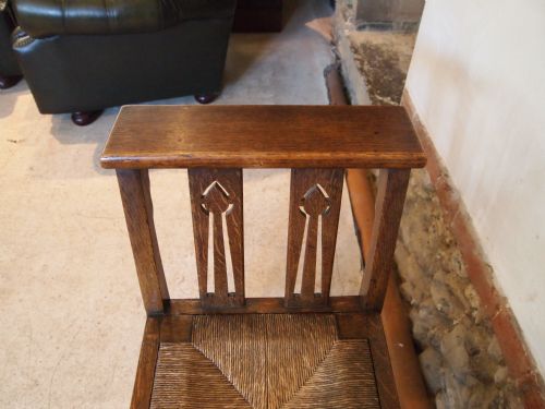 fig 4. Stool seat chair Arts and crafts Oak c1900