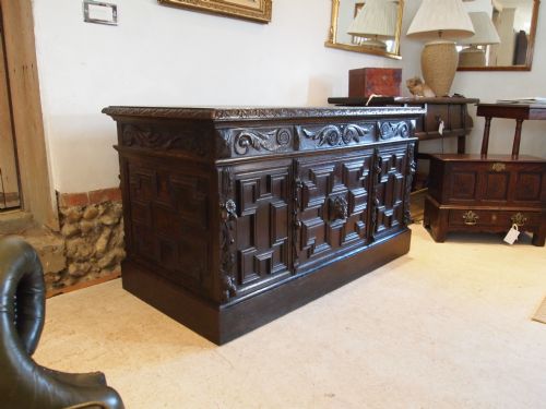 fig 3. Desk Victorian carved Oak twin pedestal c1880