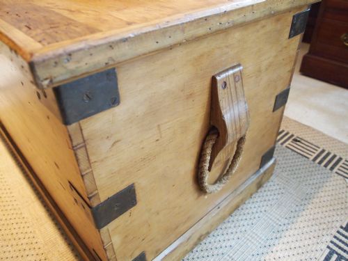 fig 1. Blanket box Victorian Pine coffer seamans chest George Waters T L Aveling c1875