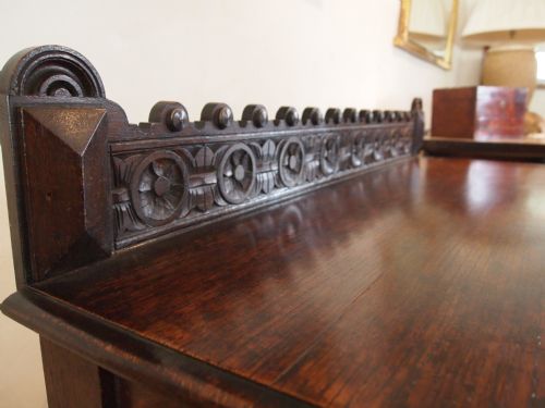 fig 3. Table Hall table and Matching hall chairs Rare Victorian carved Oak c1880