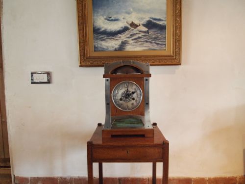 fig 4. Clock Arts and Crafts Oak Mantel clock Libertys c1900