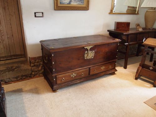 fig 1. Chest coffer trunk box mule chest Anglo Indian Teak c1800