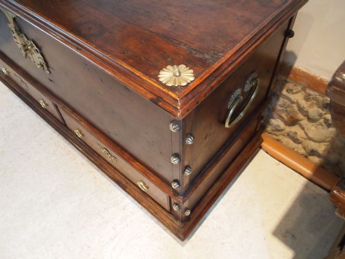 fig 2. Chest coffer trunk box mule chest Anglo Indian Teak c1800