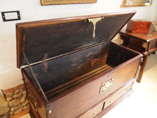 fig 3. Chest coffer trunk box mule chest Anglo Indian Teak c1800
