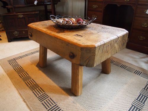 fig 1. Butchers block coffee table French solid Elm c1840