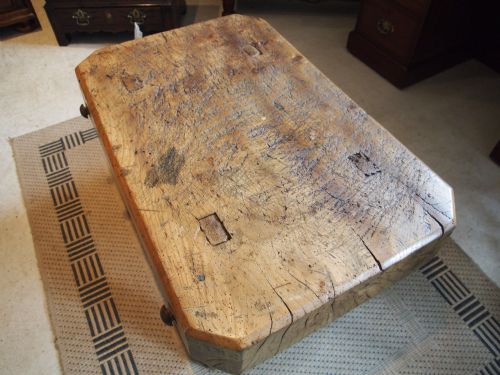 fig 2. Butchers block coffee table French solid Elm c1840