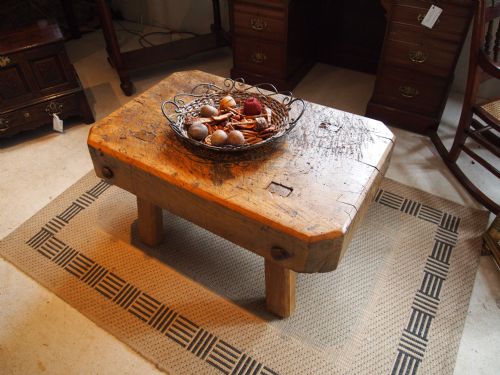 fig 4. Butchers block coffee table French solid Elm c1840