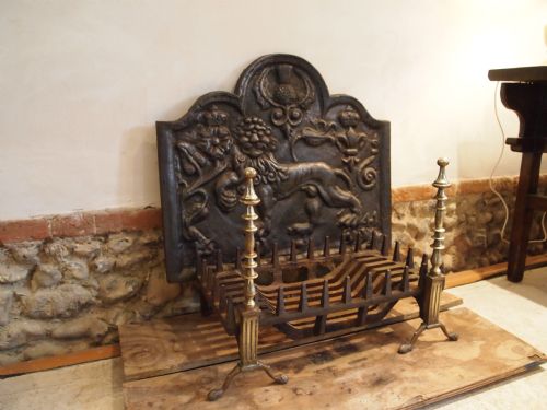 Fire Back Dogs and Grate George III from a Norfolk Farmhouse Southburgh C1800