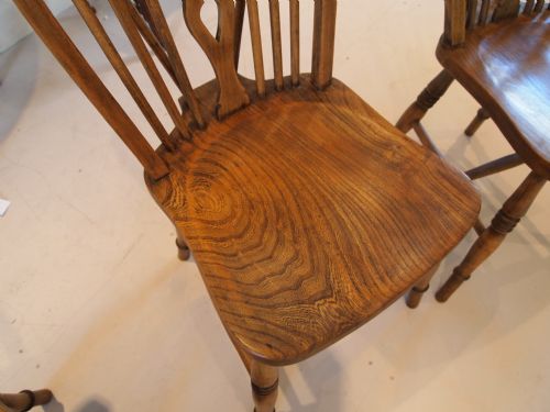 fig 1. Chairs Victorian kitchen wheel back Windsor dining chairs Ash and Elm c1890