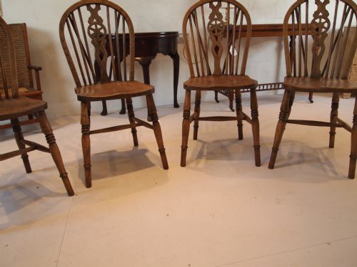 fig 3. Chairs Victorian kitchen wheel back Windsor dining chairs Ash and Elm c1890