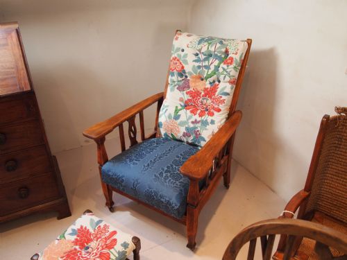 fig 2. Chair Arts and Crafts reclining Oak armchair and foot stool c1910