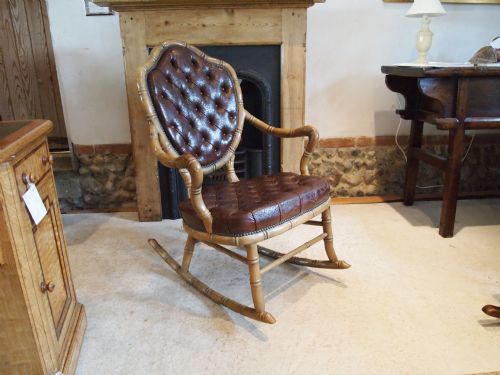 Chair Rocking Chair Victorian Faux Bamboo Deep Buttoned Back Beech C1840