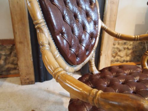 fig 1. Chair rocking chair Victorian faux bamboo deep buttoned back Beech c1840