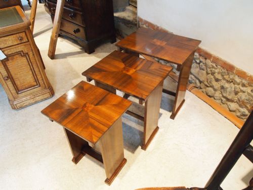Tables Art Deco Nest of Tables Figured Walnut C1920