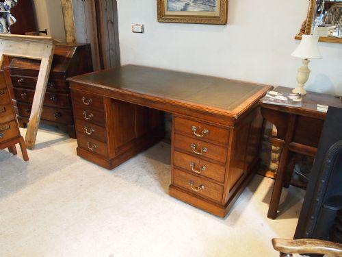 Desk George V Twin Pedestal Mahogany C1920 Stamped W E Marson Ltd
