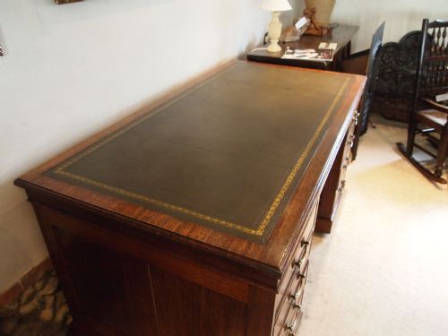 fig 2. Desk George V twin pedestal Mahogany c1920 stamped W E Marson Ltd