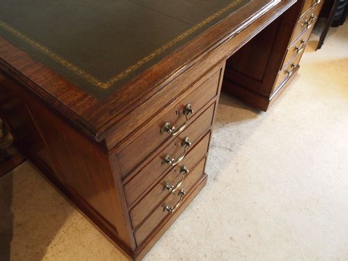 fig 3. Desk George V twin pedestal Mahogany c1920 stamped W E Marson Ltd