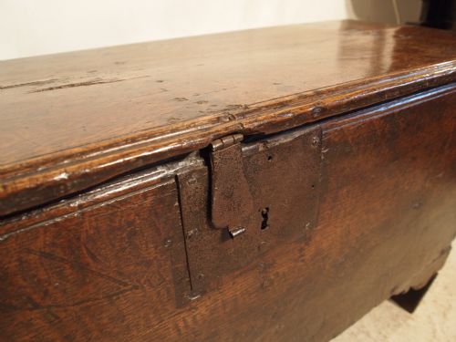 fig 1. Coffer Chest Blanket box Oak six plank Charles II c1660