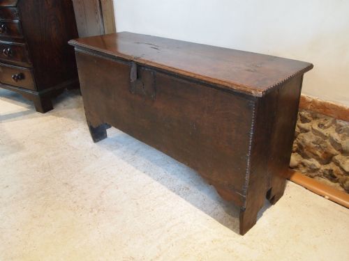 fig 4. Coffer Chest Blanket box Oak six plank Charles II c1660