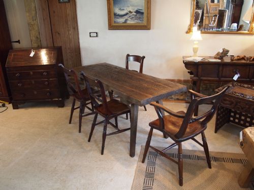 fig 1. Chairs Victorian Windsor knifeback set of four inc armchair Beech and Elm c1870