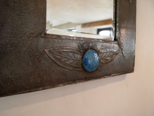 fig 1. Mirror Arts and Crafts Pewter mirror Liberty style c1900