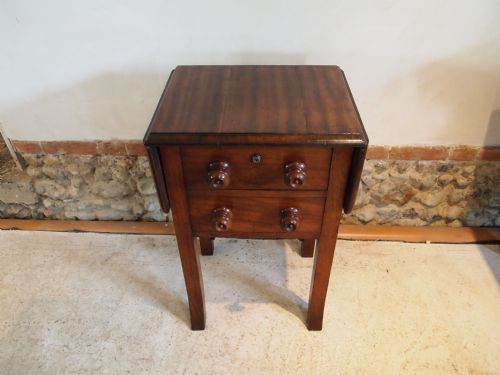 Table Victorian Mahogany Drop Flap Work or Sewing Table C1880