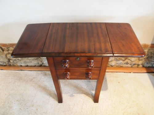 fig 1. Table Victorian Mahogany drop flap work or sewing table c1880