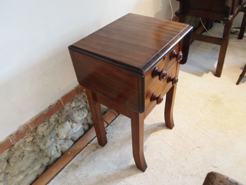 fig 2. Table Victorian Mahogany drop flap work or sewing table c1880