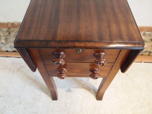 fig 3. Table Victorian Mahogany drop flap work or sewing table c1880
