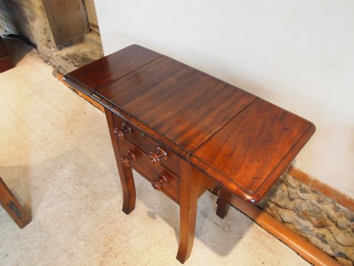 fig 4. Table Victorian Mahogany drop flap work or sewing table c1880