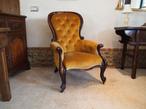 fig 1. Chair Victorian Mahogany spoon back armchair c1870