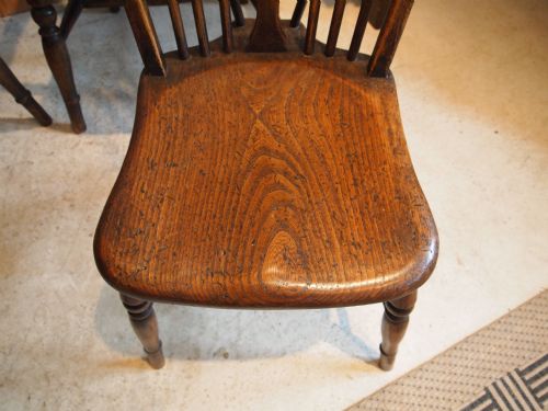 fig 2. Chairs Victorian Windsor Wheel backs set of four inc two carvers c1880 Elm