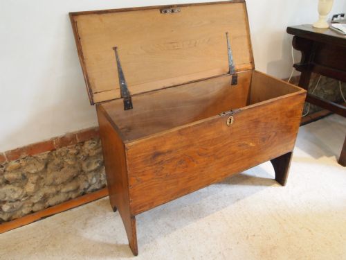 fig 1. Coffer chest blanket box George III Elm six plank c1780
