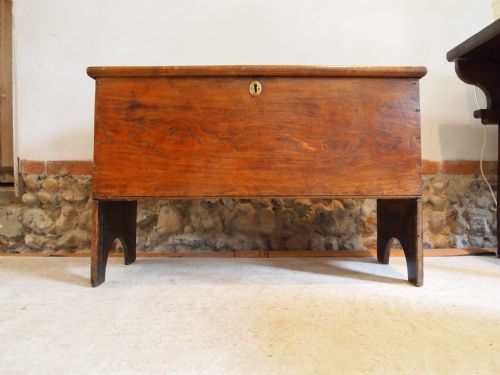 fig 3. Coffer chest blanket box George III Elm six plank c1780