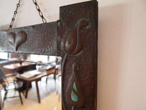 Mirror Arts and Crafts Copper and Enamel Ruskin Libertys C1900