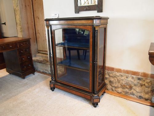 Cabinet Pier Cabinet Victorian Burr Walnut Inlaid Fine Quality C1870.