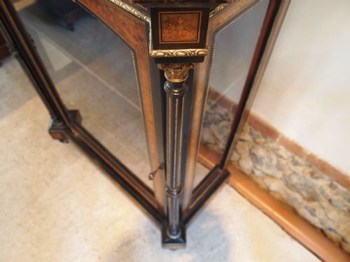 fig 1. Cabinet pier cabinet Victorian burr Walnut inlaid fine quality c1870.