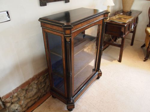 fig 2. Cabinet pier cabinet Victorian burr Walnut inlaid fine quality c1870.