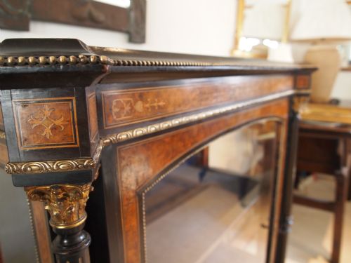 fig 3. Cabinet pier cabinet Victorian burr Walnut inlaid fine quality c1870.