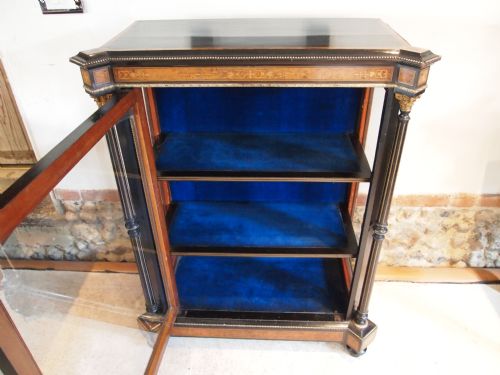 fig 4. Cabinet pier cabinet Victorian burr Walnut inlaid fine quality c1870.